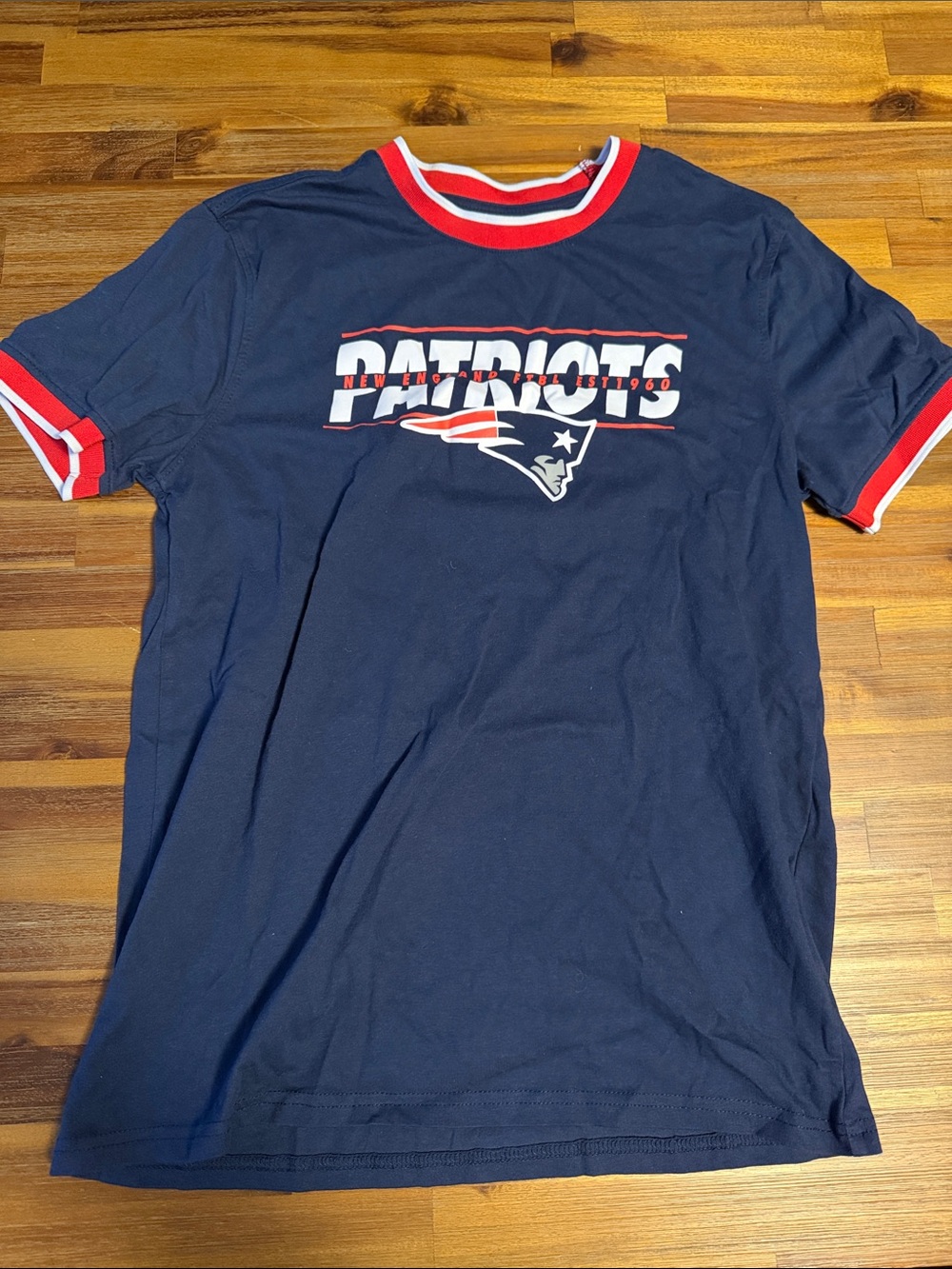 NFL New England Patriots Navy T‑Shirt with Red and White Trim